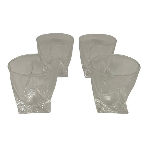 Four Modern Venero London Crystal Twisted Rocks Tumblers Glasses in Storage Box - Picture 3 of 9